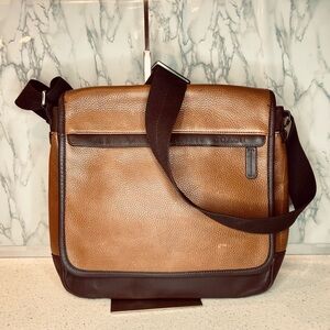 Coach Tan and Brown Leather Messenger Bag